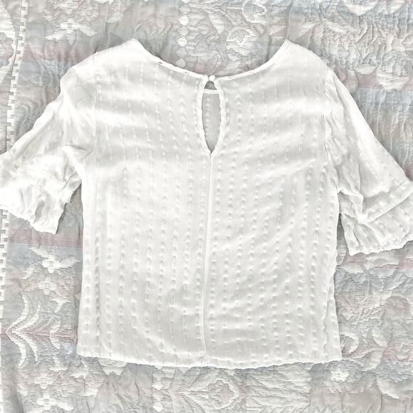 Kirious Women's White Short Sleeve Eyelet Blouse - Size Small - Boho Chic - Picture 5 of 7